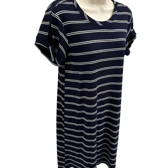 Lauren Conrad Womens Navy & White Striped Tie-Sleeve Dress M - Picture 2 of 8